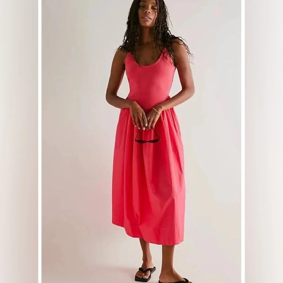 NWOT Free People Pink Dylan Midi Maxi Scoop Back Ballet Dress - S - Picture 1 of 8